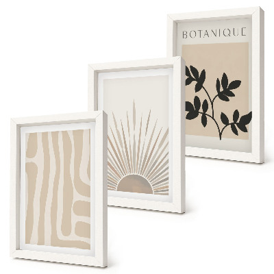 3-piece wall art set Abstract patterns with floral accents in neutral tones