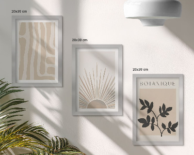 3-piece wall art set Abstract patterns with floral accents in neutral tones
