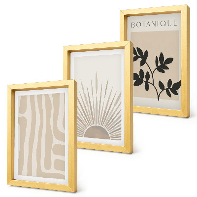 3-piece wall art set Abstract patterns with floral accents in neutral tones