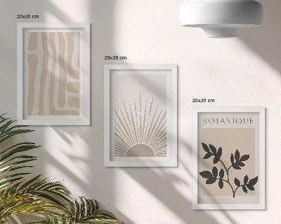 3-piece wall art set Abstract patterns with floral accents in neutral tones