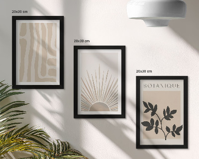 3-piece wall art set Abstract patterns with floral accents in neutral tones