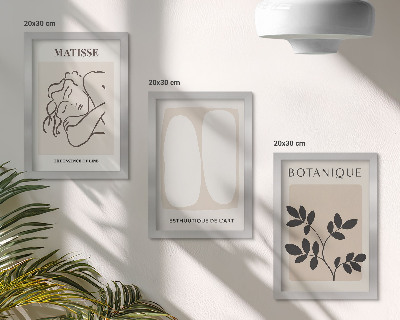 Framed triptych Stylish minimalist paintings with plant motifs by Matisse