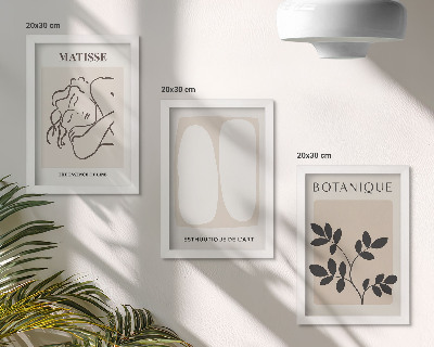Framed triptych Stylish minimalist paintings with plant motifs by Matisse