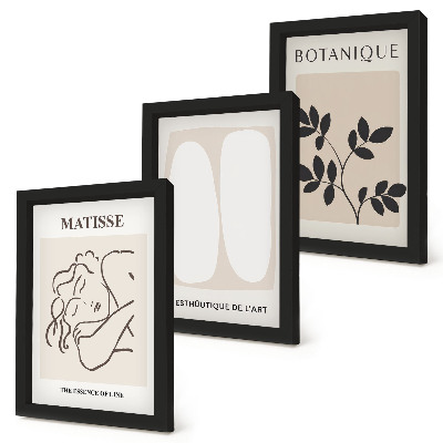 Framed triptych Stylish minimalist paintings with plant motifs by Matisse
