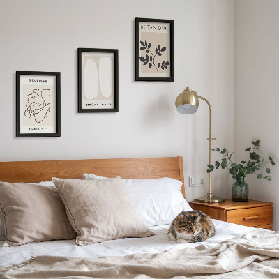Framed triptych Stylish minimalist paintings with plant motifs by Matisse