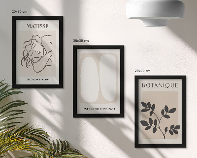 Framed triptych Stylish minimalist paintings with plant motifs by Matisse