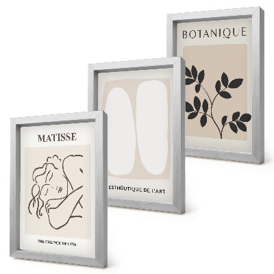 Framed triptych Stylish minimalist paintings with plant motifs by Matisse