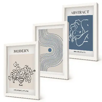 3-piece abstract floral line art poster set decorative wall art prints featuring flower lines and abstract shapes