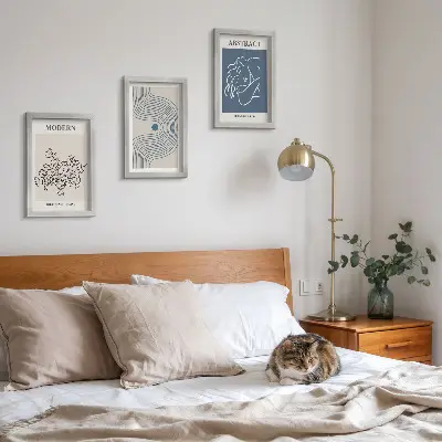 3-piece abstract floral line art poster set decorative wall art prints featuring flower lines and abstract shapes