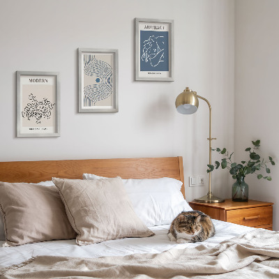 3-piece wall art set Flowers lines and abstract shapes posters