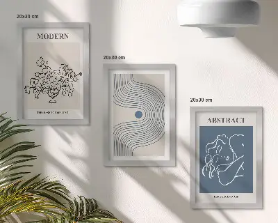 3-piece abstract floral line art poster set decorative wall art prints featuring flower lines and abstract shapes