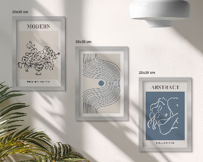 3-piece wall art set Flowers lines and abstract shapes posters