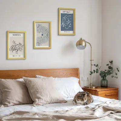3-piece abstract floral line art poster set decorative wall art prints featuring flower lines and abstract shapes