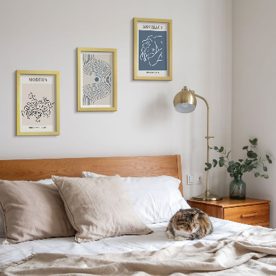 3-piece wall art set Flowers lines and abstract shapes posters