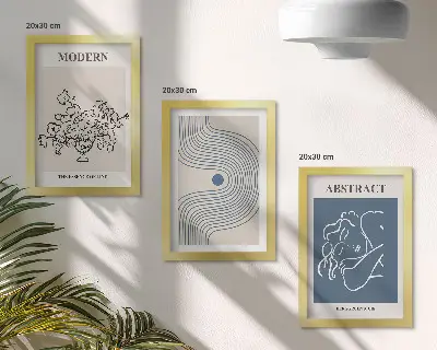3-piece abstract floral line art poster set decorative wall art prints featuring flower lines and abstract shapes