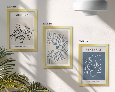3-piece wall art set Flowers lines and abstract shapes posters