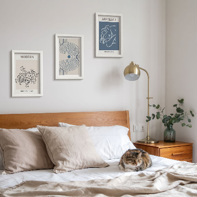 3-piece wall art set Flowers lines and abstract shapes posters