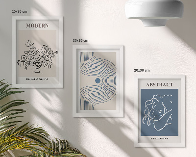 3-piece wall art set Flowers lines and abstract shapes posters