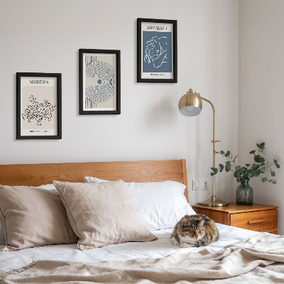3-piece wall art set Flowers lines and abstract shapes posters