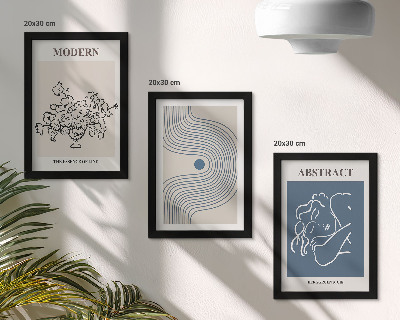 3-piece wall art set Flowers lines and abstract shapes posters