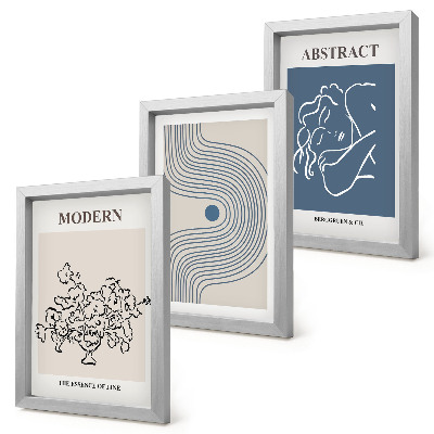 3-piece wall art set Flowers lines and abstract shapes posters