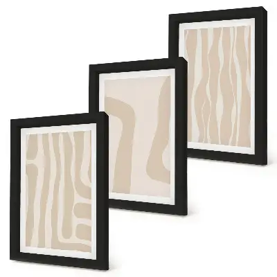 Photo frame wall with abstract patterns and minimalist boho shaped art