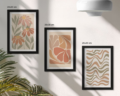 Framed triptych Pastel flowers and abstract patterns