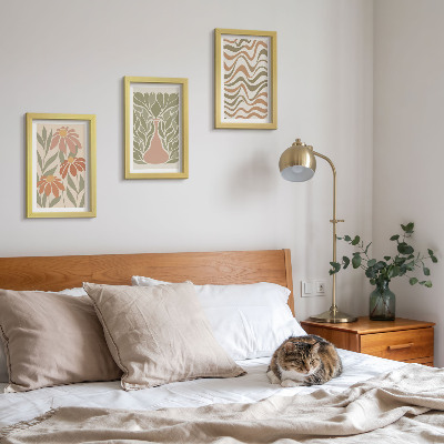3-piece wall art set Pastel floral illustrations wavy abstract