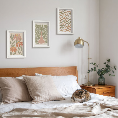 3-piece wall art set Pastel floral illustrations wavy abstract