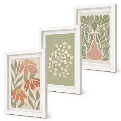 Photo frame wall Floral motifs, minimalist patterns, boho style