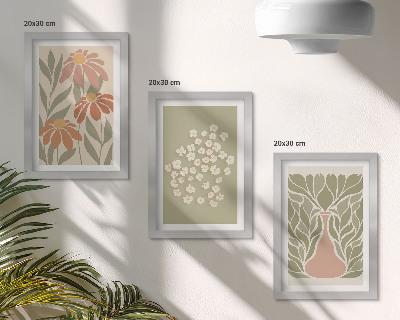 Photo frame wall Floral motifs, minimalist patterns, boho style
