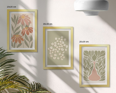 Photo frame wall Floral motifs, minimalist patterns, boho style