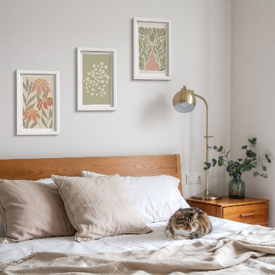 Photo frame wall Floral motifs, minimalist patterns, boho style