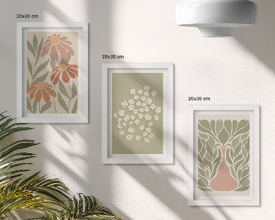 Photo frame wall Floral motifs, minimalist patterns, boho style