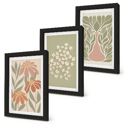 Photo frame wall Floral motifs, minimalist patterns, boho style