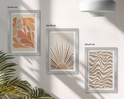 Framed triptych Sun boho pastel abstract shapes
