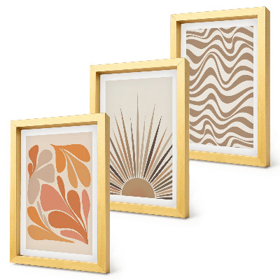 Framed triptych Sun boho pastel abstract shapes