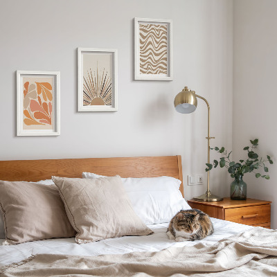 Framed triptych Sun boho pastel abstract shapes