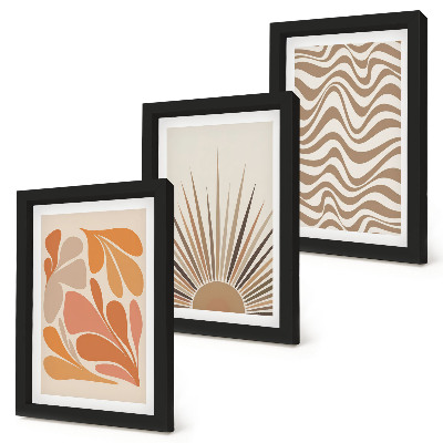 Framed triptych Sun boho pastel abstract shapes