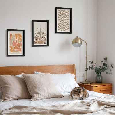Framed triptych Sun boho pastel abstract shapes