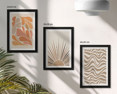 Framed triptych Sun boho pastel abstract shapes