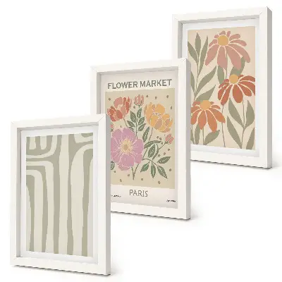 3-piece botanical wall art set minimalist Paris motifs poster collection