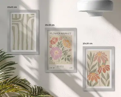 3-piece botanical wall art set minimalist Paris motifs poster collection
