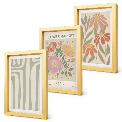 3-piece botanical wall art set minimalist Paris motifs poster collection