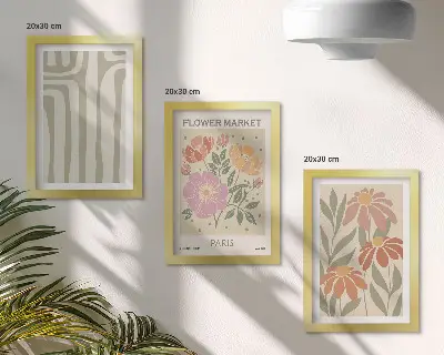 3-piece botanical wall art set minimalist Paris motifs poster collection