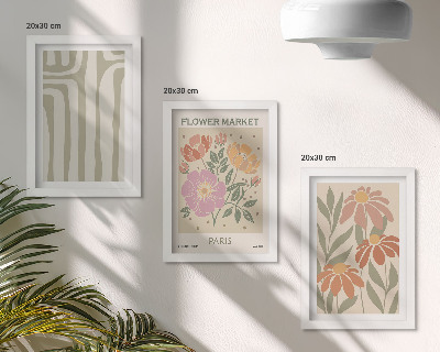 3-piece wall art set Botanical motifs poster Paris minimalism