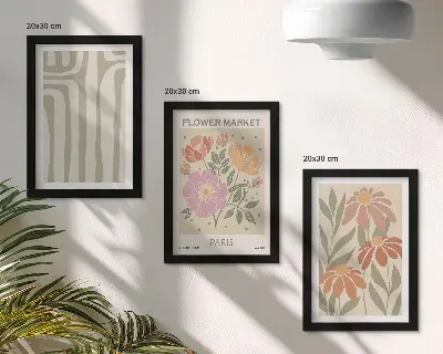 3-piece botanical wall art set minimalist Paris motifs poster collection