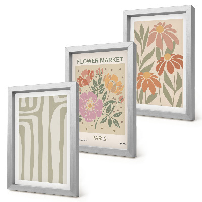 3-piece wall art set Botanical motifs poster Paris minimalism
