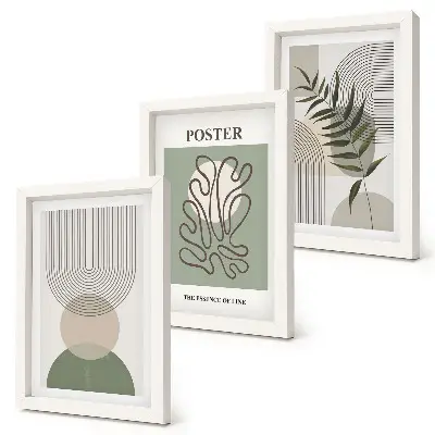 Geometric abstract botanical patterns poster framed triptych