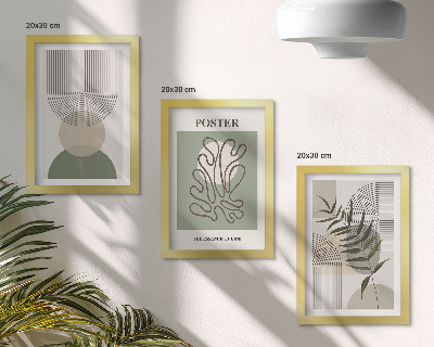 Framed triptych Geometric abstract botanical patterns poster